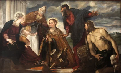 Jungfrau und Kind, mit Heiliger Katharina, Heiliger Augustinus, Heiliger Markus und Heiliger Johannes der Täufer